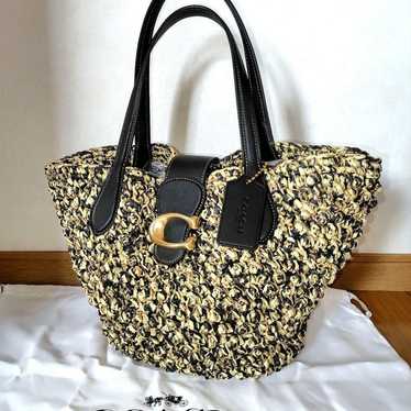 Coach Small Straw Tote Bag in Gold