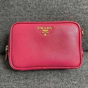 Prada Saffiano Leather Pouch Pink