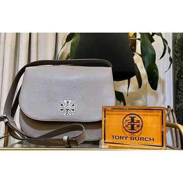 AUTHENTIC TORY BURCH GREY & SILVER BRITTEN HANDBAG