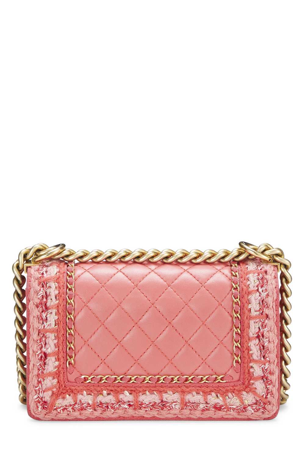 Pink Quilted Lambskin & Tweed Boy Bag Small Send … - image 5