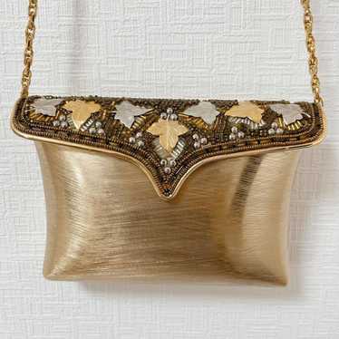 Vintage Italian Rodo hotsell gold metal bow clutch