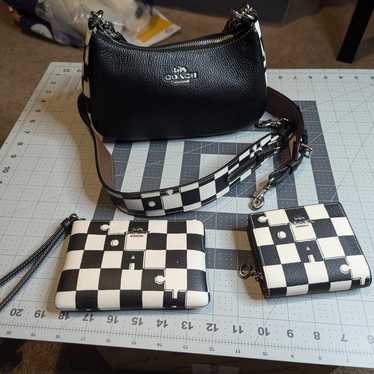 Black & White Checkered Coach Purse