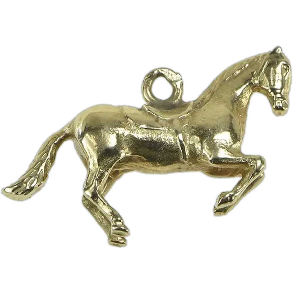 14K 3D Horse Reared Up Racing Animal Charm/Pendan… - image 1