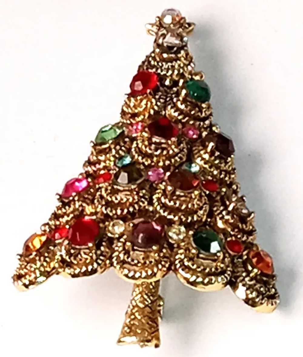 Pakula Signed Tree Brooch Multi Color Rhinestones… - image 2