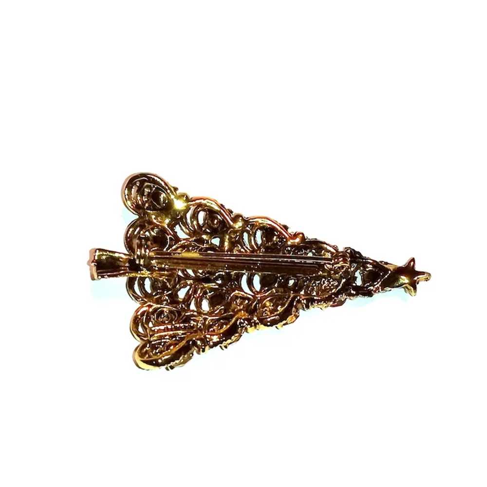 Pakula Signed Tree Brooch Multi Color Rhinestones… - image 3