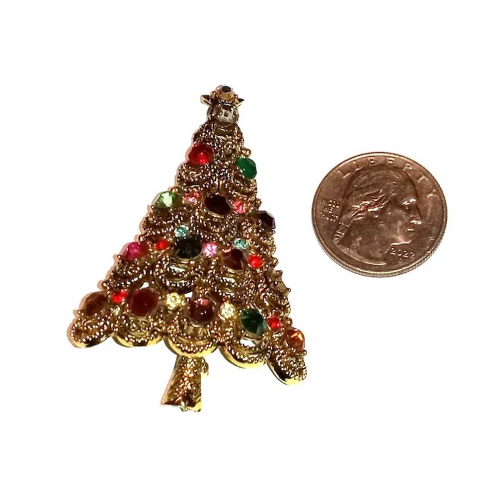 Pakula Signed Tree Brooch Multi Color Rhinestones… - image 4