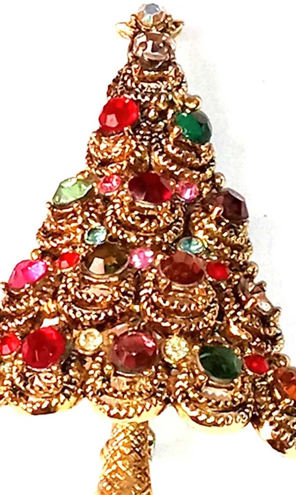 Pakula Signed Tree Brooch Multi Color Rhinestones… - image 5