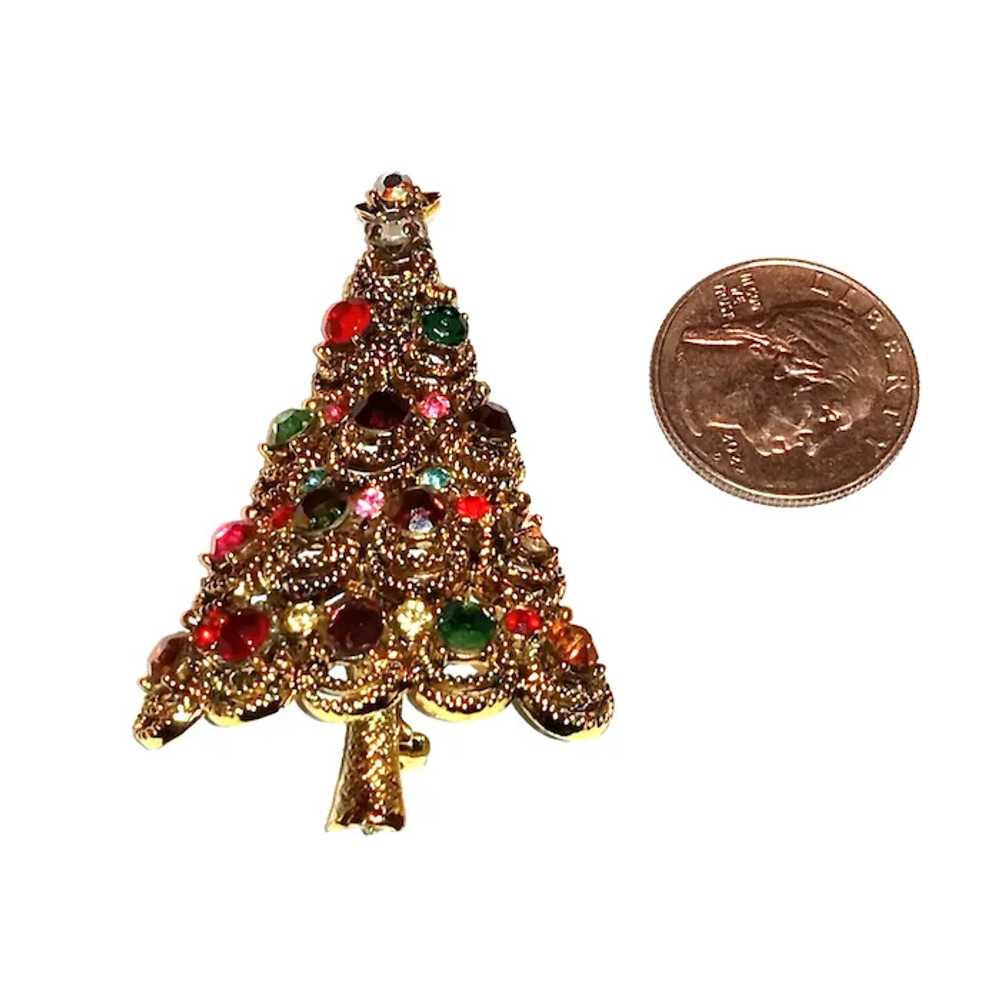 Pakula Signed Tree Brooch Multi Color Rhinestones… - image 6