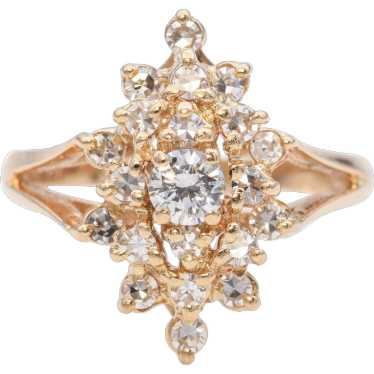 14k Yellow Gold Diamond Cluster Ring