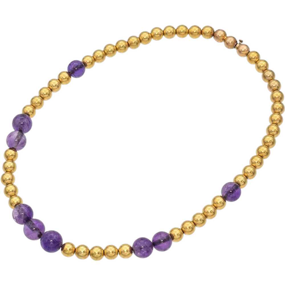 Antique 18K Yellow Gold and Amethyst Beaded Gradu… - image 1