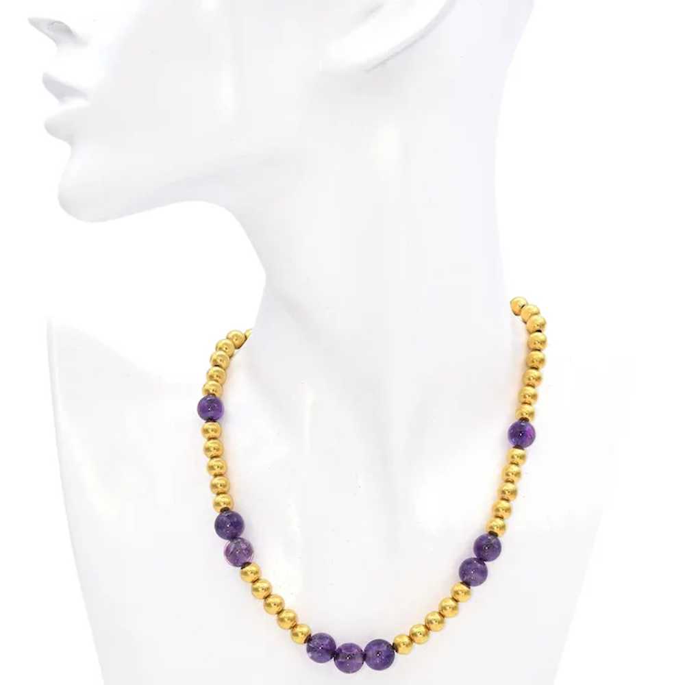 Antique 18K Yellow Gold and Amethyst Beaded Gradu… - image 2