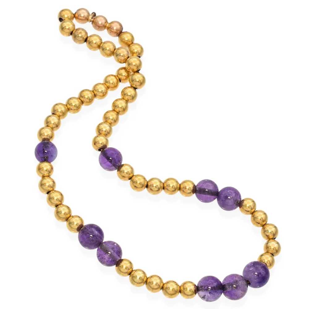 Antique 18K Yellow Gold and Amethyst Beaded Gradu… - image 3