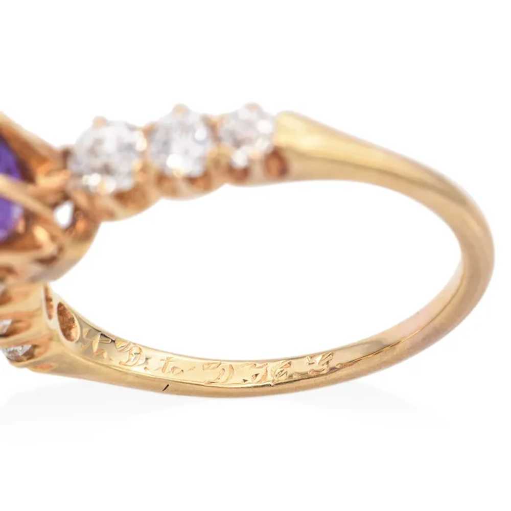 Antique Yellow Gold Amethyst and Diamond Solitair… - image 2