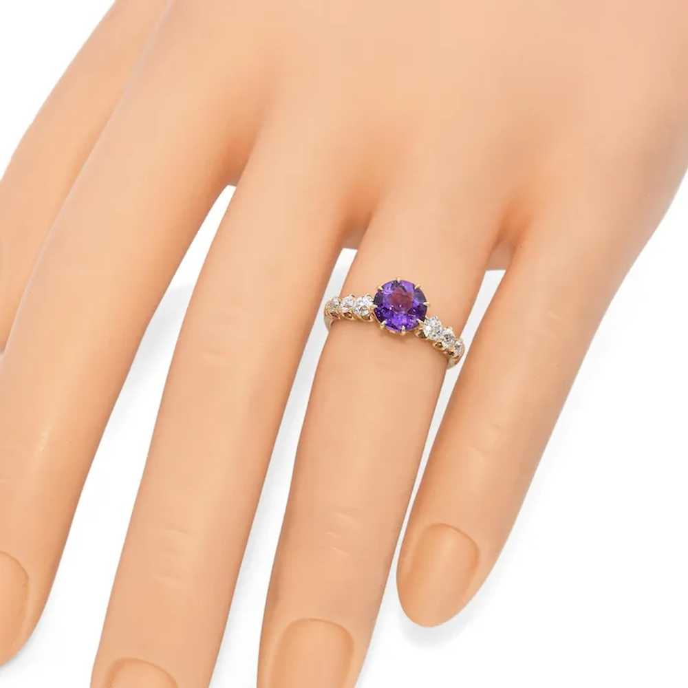 Antique Yellow Gold Amethyst and Diamond Solitair… - image 5