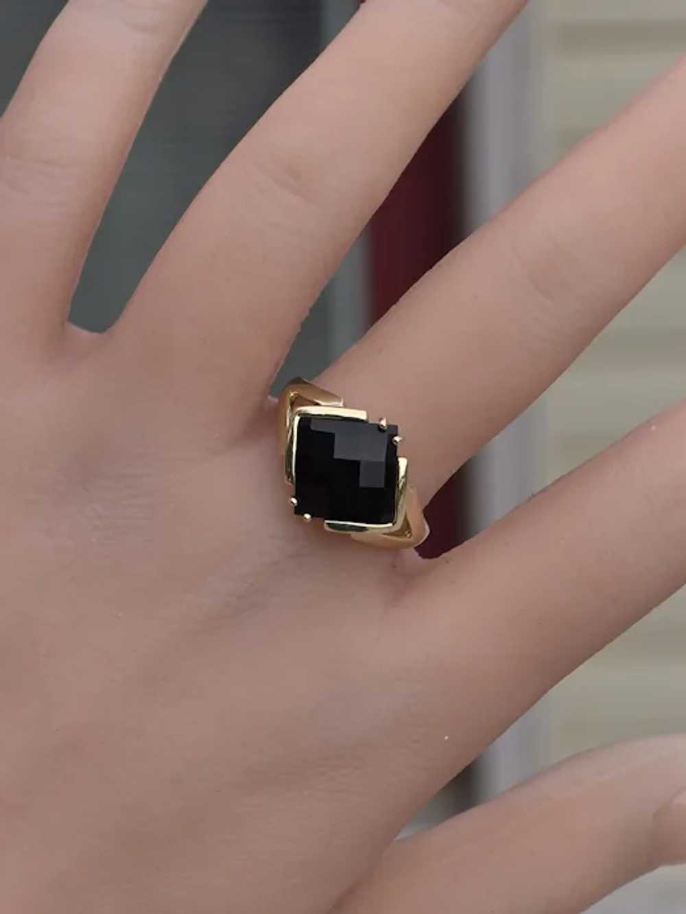 Polished Checkerboard Onyx Statement 10k Gold Ring - image 4