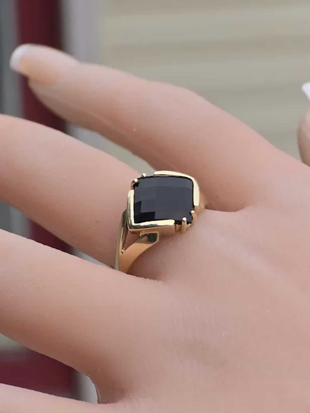 Polished Checkerboard Onyx Statement 10k Gold Ring - image 6