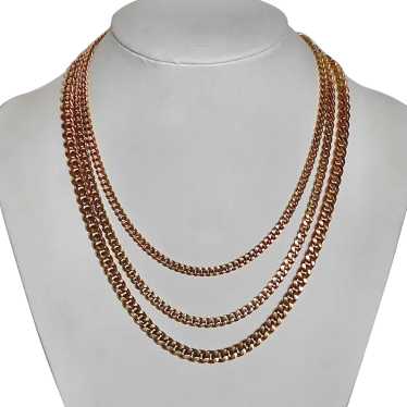 Monet Bright Gold Tone Graduated Triple Strand Cha