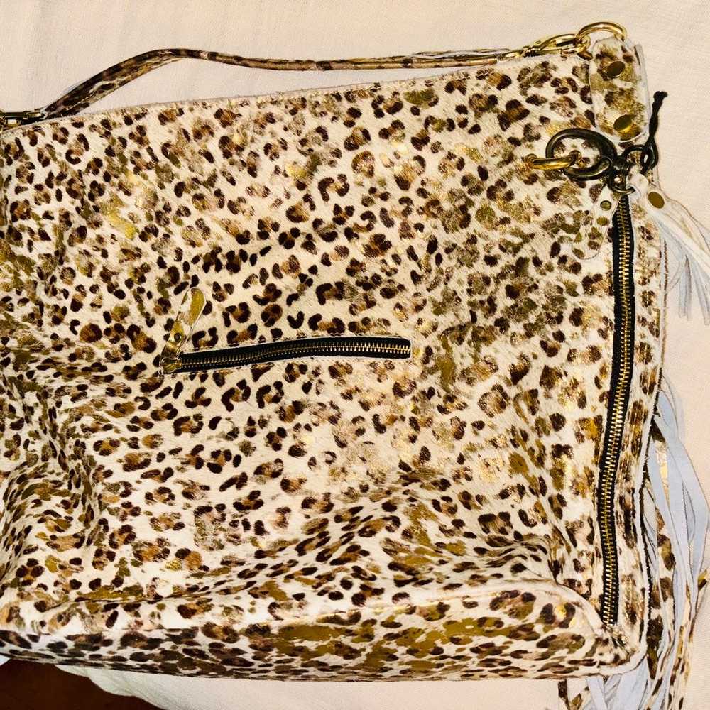 Charlie Leather Shimmer Animal Print Handbag - image 10