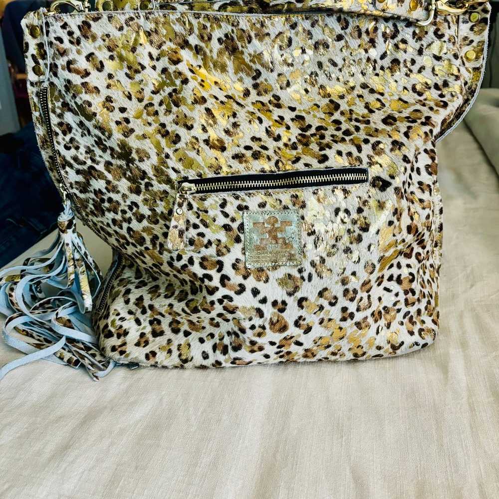 Charlie Leather Shimmer Animal Print Handbag - image 1