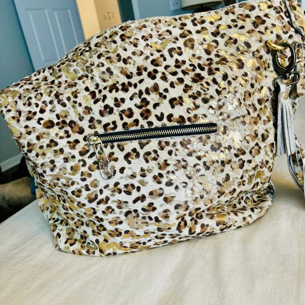 Charlie Leather Shimmer Animal Print Handbag - image 4