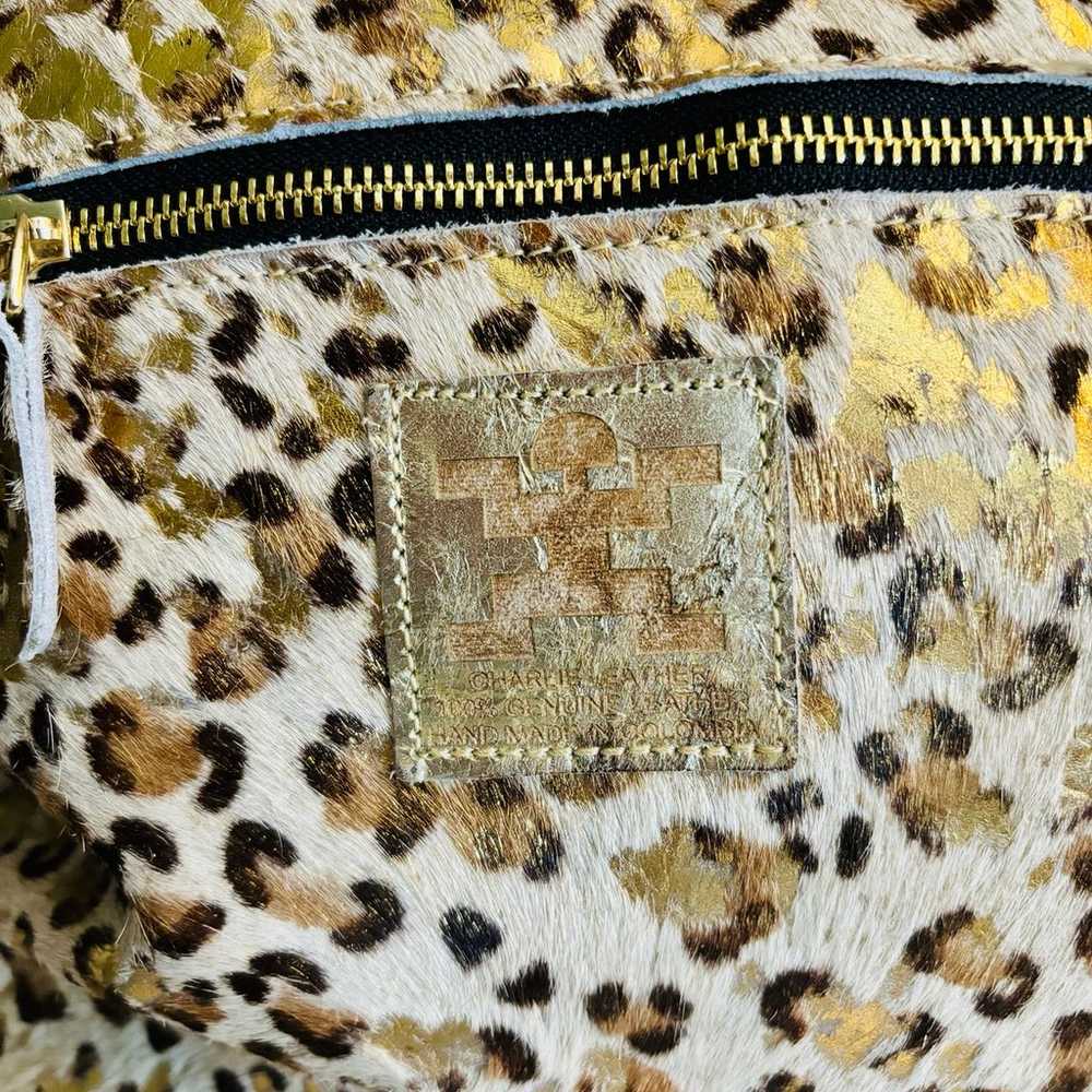 Charlie Leather Shimmer Animal Print Handbag - image 6