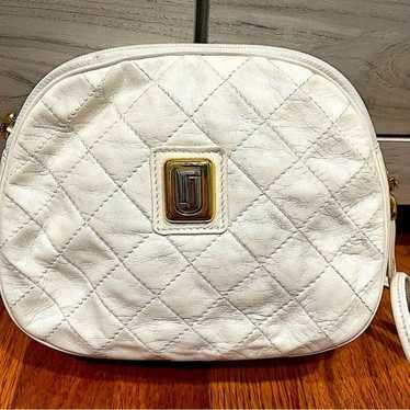 Vintage Judith Leiber Off White Quilted Leather C… - image 1