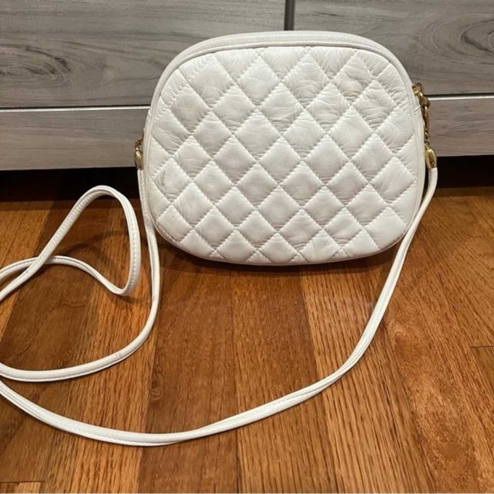 Vintage Judith Leiber Off White Quilted Leather C… - image 4