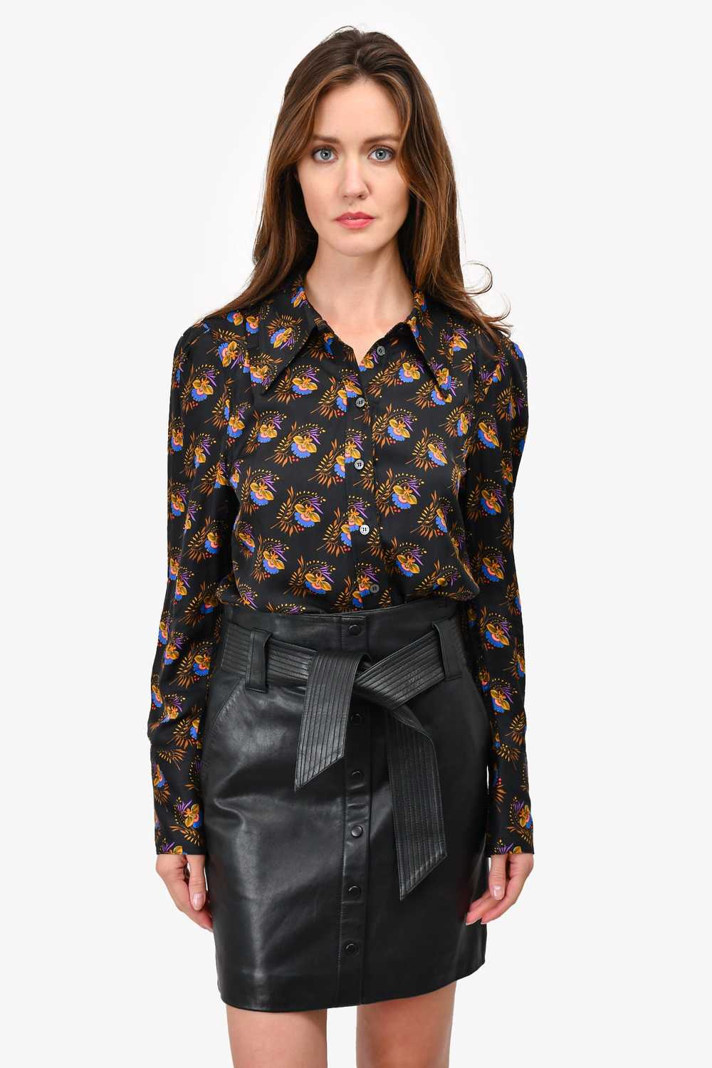 Smythe Black Multicolour Printed Button-Up Top Si… - image 1