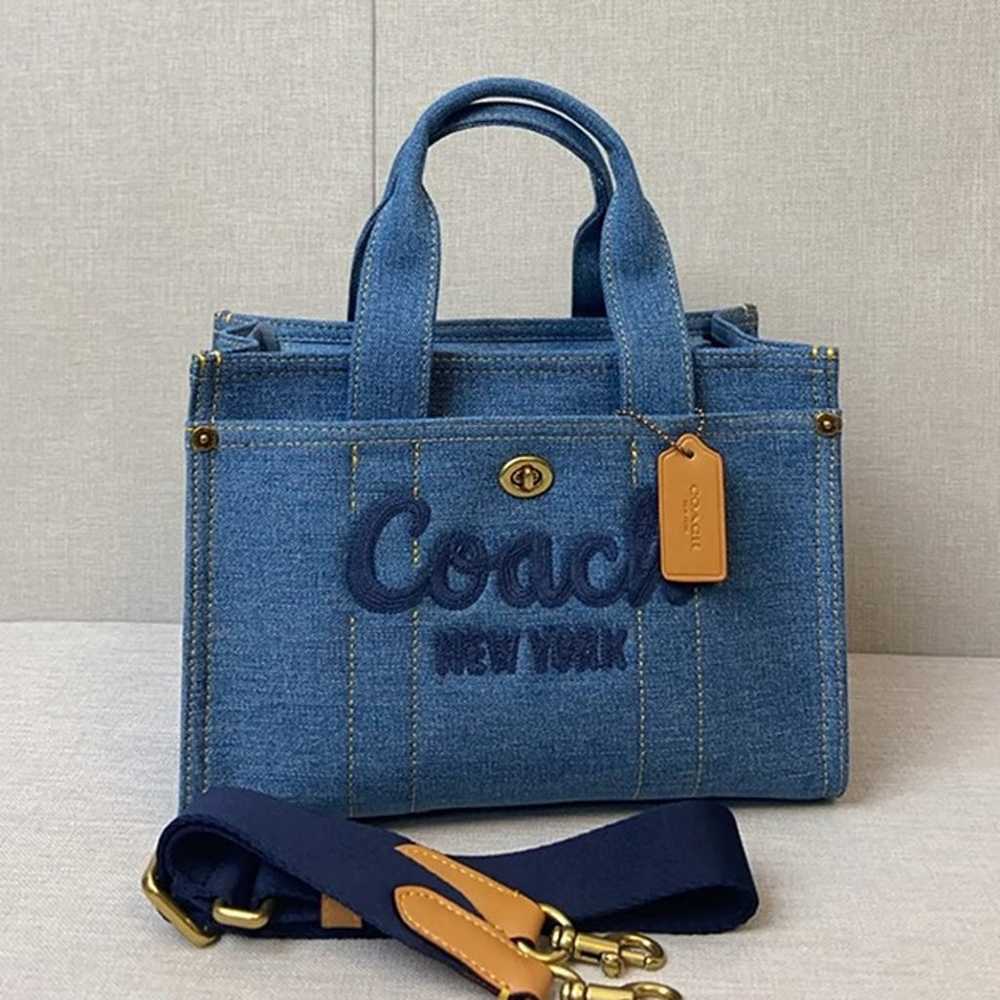 New COACH CR659 denim blue Coach Cargo tote shoul… - image 1