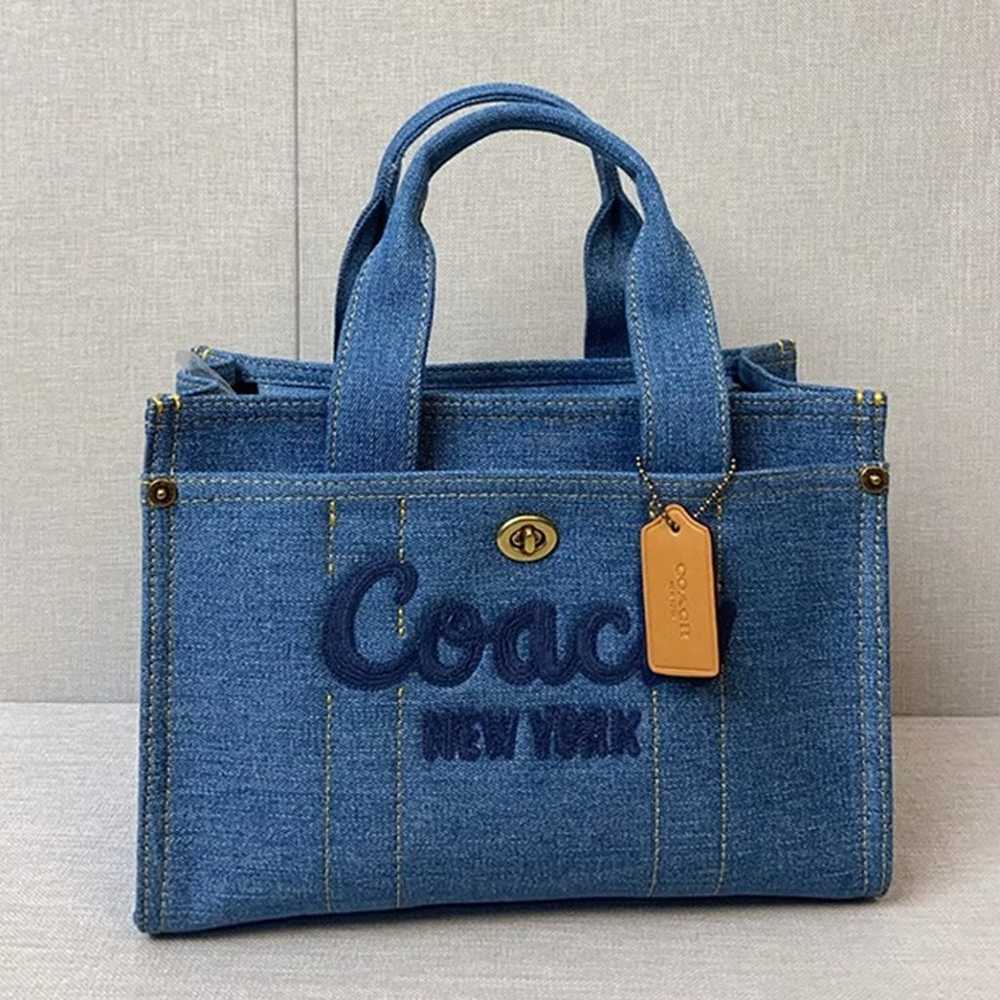 New COACH CR659 denim blue Coach Cargo tote shoul… - image 5