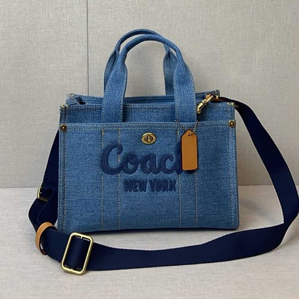 New COACH CR659 denim blue Coach Cargo tote shoul… - image 7