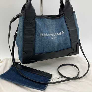 BALENCIAGA Navy Cabas XS Denim 2way