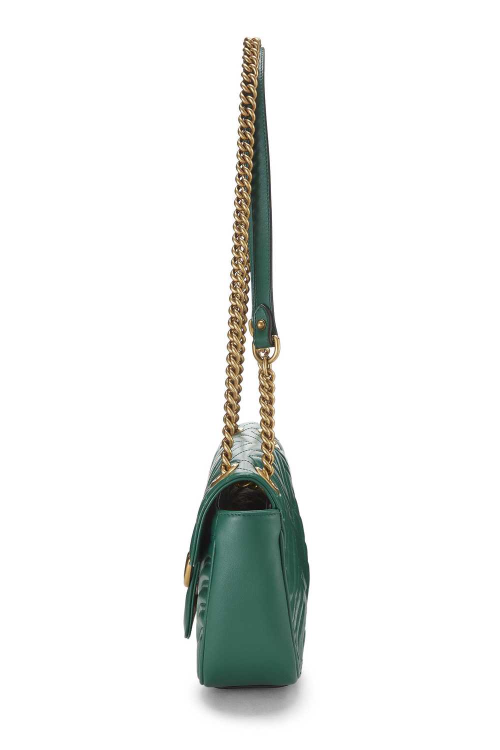 Green Leather GG Marmont Shoulder Bag Small Send … - image 3