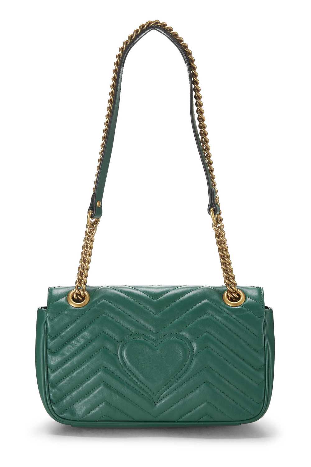 Green Leather GG Marmont Shoulder Bag Small Send … - image 4