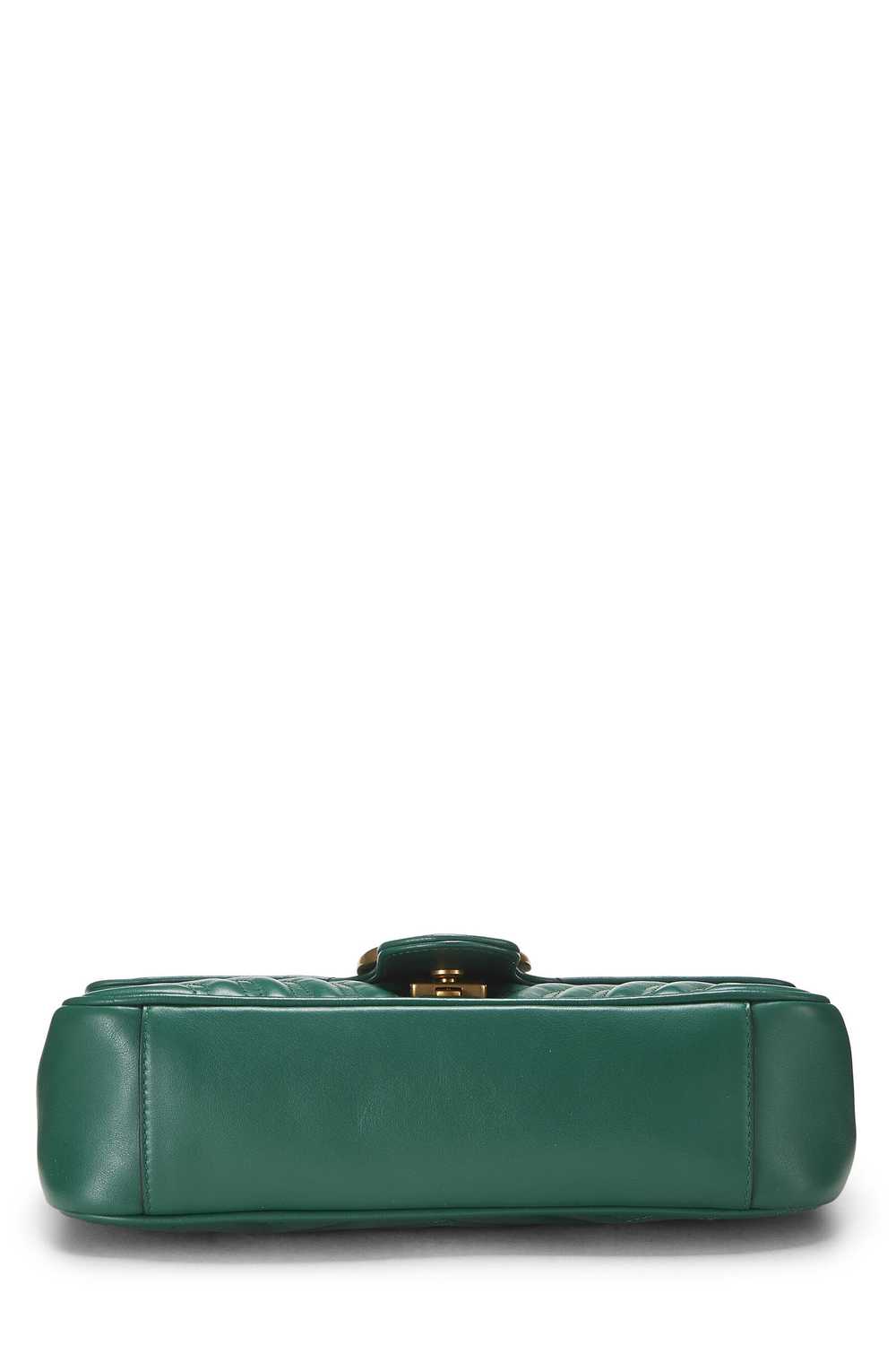 Green Leather GG Marmont Shoulder Bag Small Send … - image 5