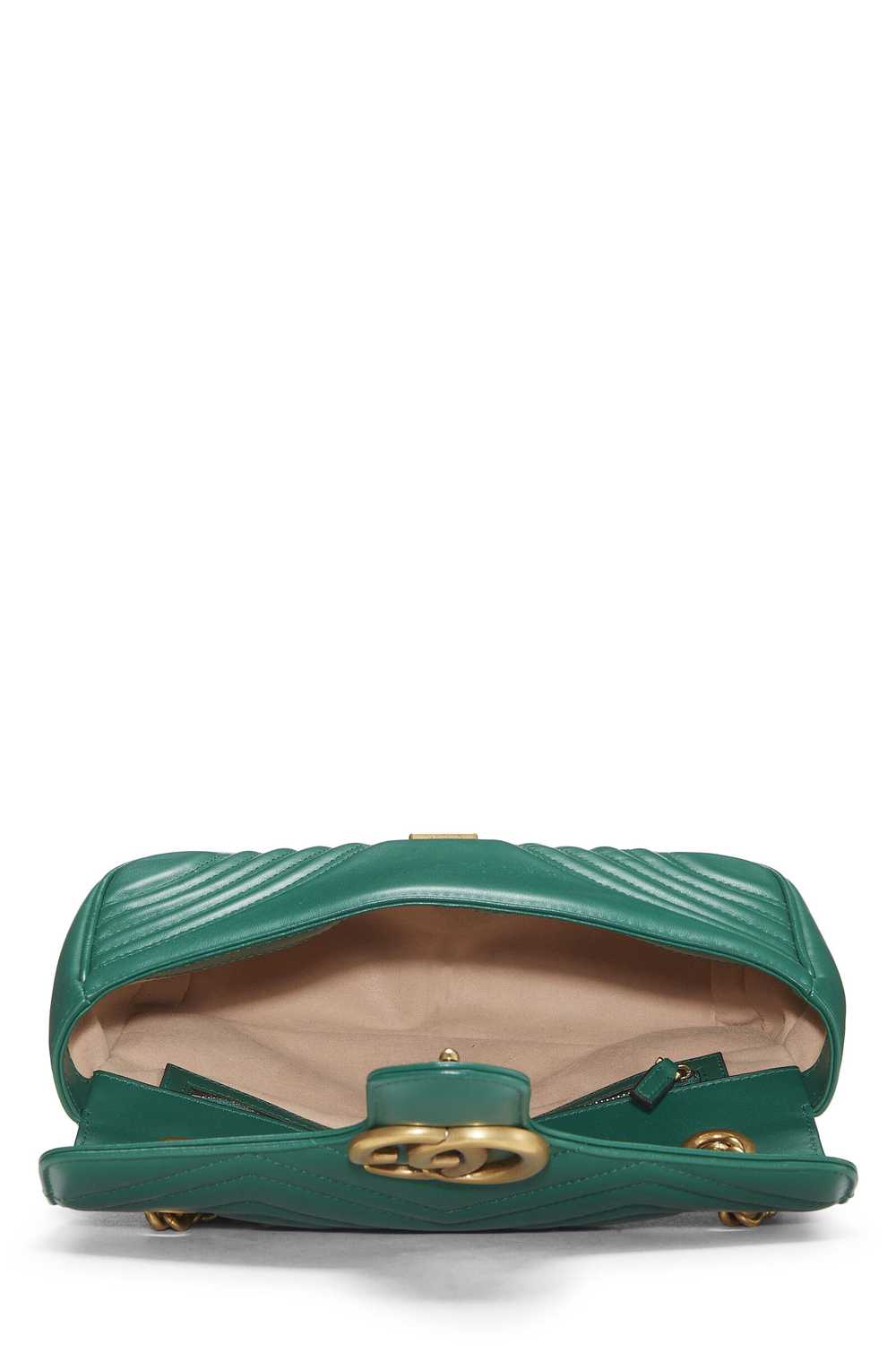 Green Leather GG Marmont Shoulder Bag Small Send … - image 6