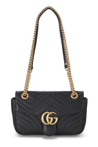 Black Leather GG Marmont Shoulder Small Send in S… - image 1