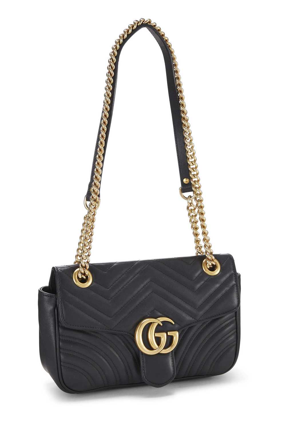 Black Leather GG Marmont Shoulder Small Send in S… - image 2