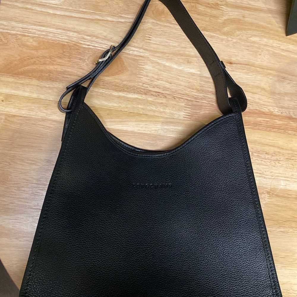 Longchamp Black Leather Shoulder Bag, Like New - image 2