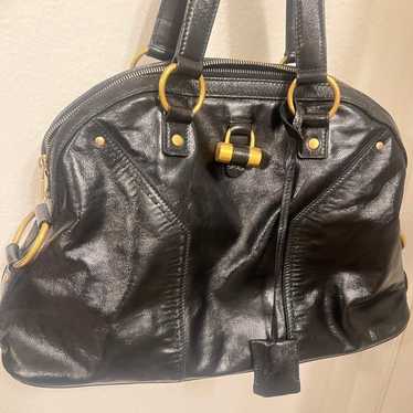 Authentic YSL black leather satchel bag