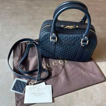 GUCCI Navy Leather Shoulder Bag