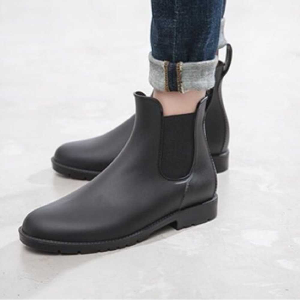 Women's Black Chelsea Ankle Rain Boots Waterproof - image 2