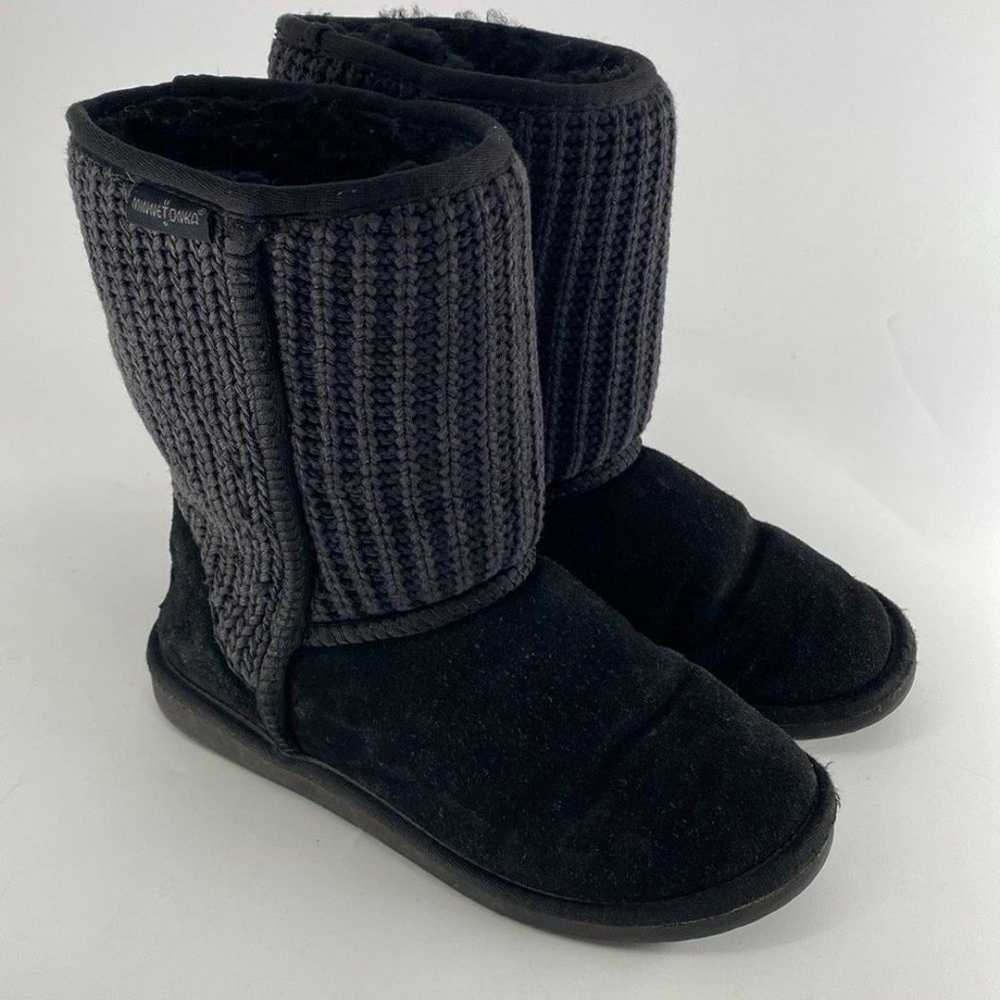 Minnetonka Boots 86520 Womens Size 8 Black Knitte… - image 3