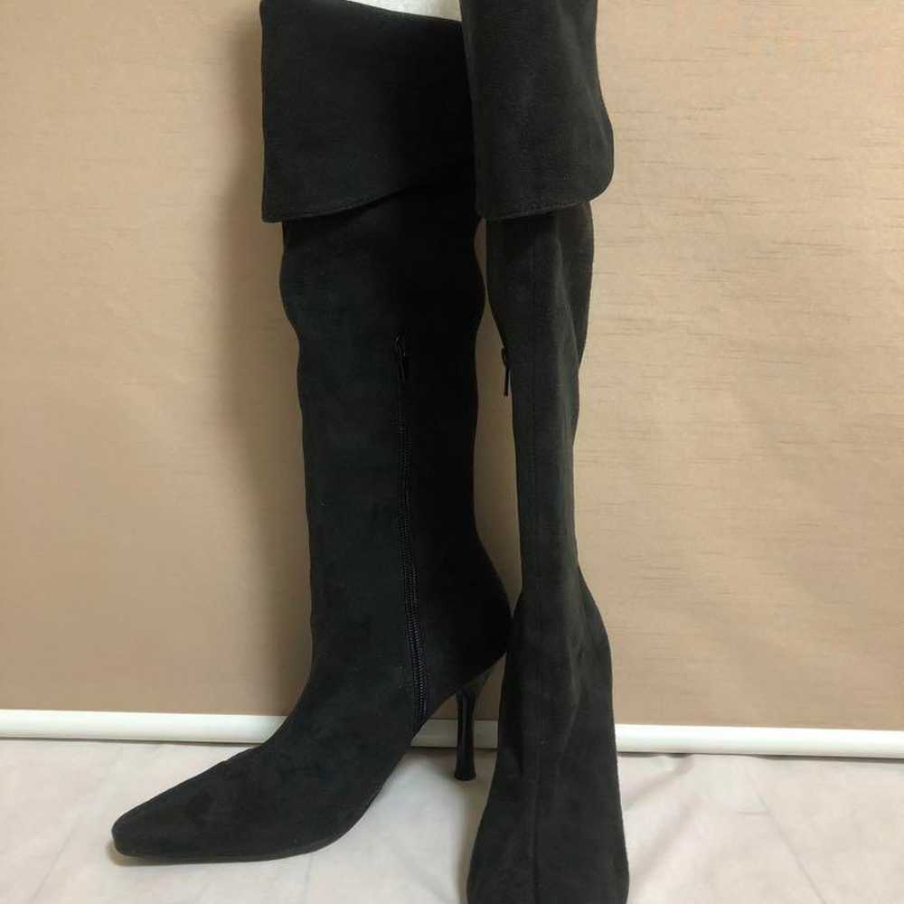 CANDISH Black Suede Long Boots High Heels - image 1