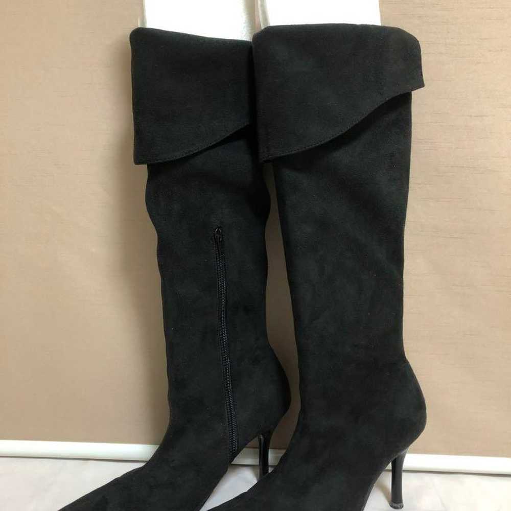 CANDISH Black Suede Long Boots High Heels - image 2