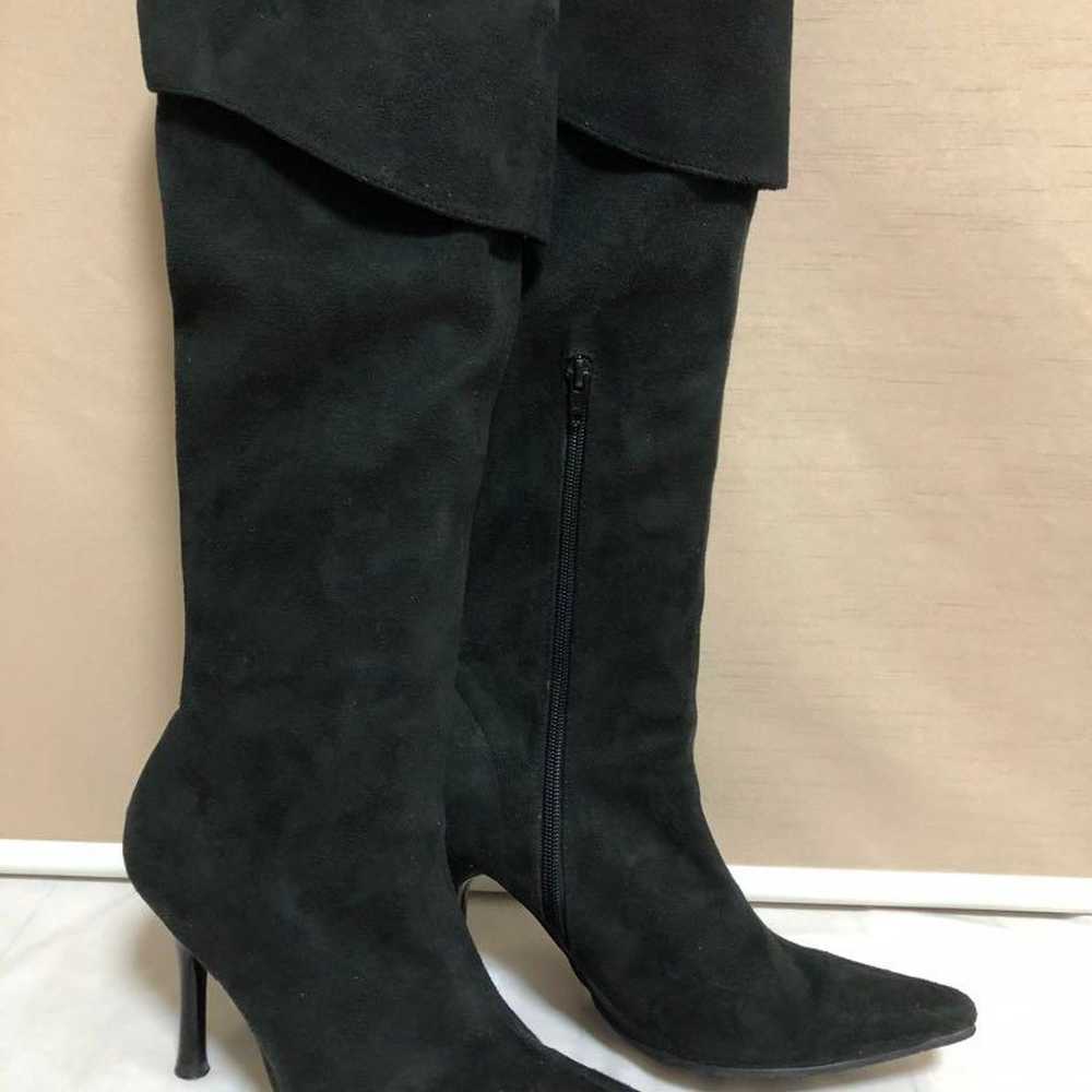 CANDISH Black Suede Long Boots High Heels - image 3