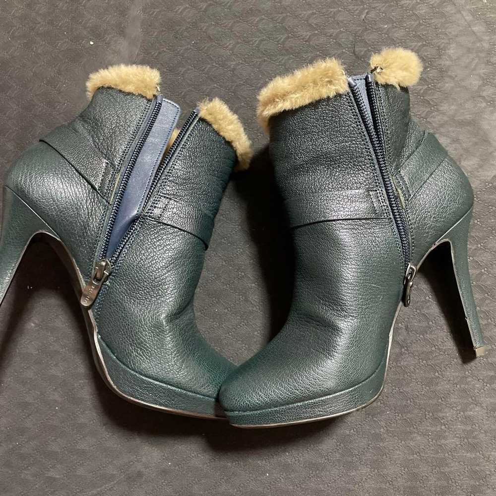 Diana Dark Green Boots with Ribbons - image 3