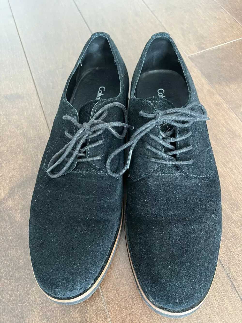 Calvin Klein Faustino Black Oily Suede Oxfords - image 2