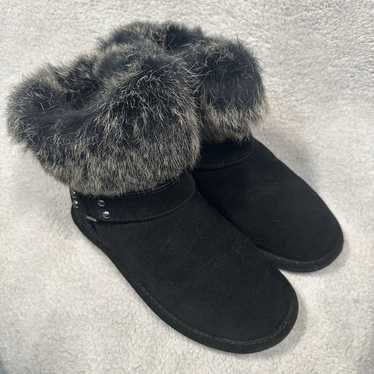 Bearpaw Fur & Suede Boots Women's Size 7 Black Rab