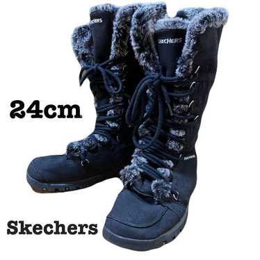 Skechers Sheepskin Boa Knit Lace-up Long Boots